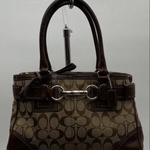 Coach Hampton Brown Signature Canvas Satchel